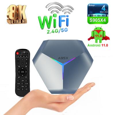 China Android 11 TV Box A95X F4 S905X4 2.4G/5GHz wifi 4GB RAM 64GB ROM Media Player A95XF4 Dual Band Set Top Box A95X F4 for sale