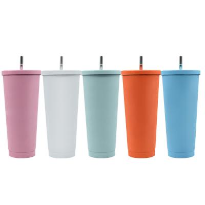 China Viable Insulated Wholesale Boba Tumbler Cups With Lid And Straw Bulk Double Wall Stainless Steel Amazon Hit for sale