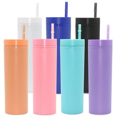 China Double Wall Tumbler Eco Friendly Acrylic Sustainable Coffee Mugs Lean Boba Matte Pastel With Lid And Straw Wholesale Bubble Tea for sale