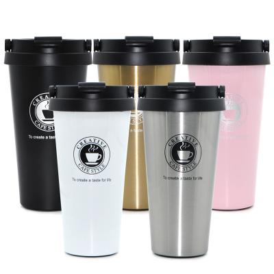 China Wholesale Luxury PORTABLE 500ml Double Wall Vacuum Leakproof Mug With Stainless Steel Travel Lid Insulated Coffee Mug for sale