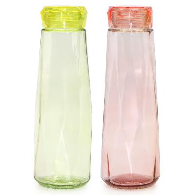 China Wholesale Custom Direct Disposable Simple Logo Rhombus Diamond Shape Platform Drinking Glass Water Bottle for sale