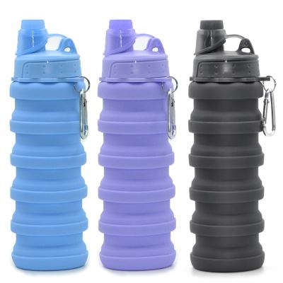 China Wholesale 500ML BPA Free Portable Custom Outdoor Viable Sport Silicone Free Rise Collapsible Collapsible Water Bottle for sale