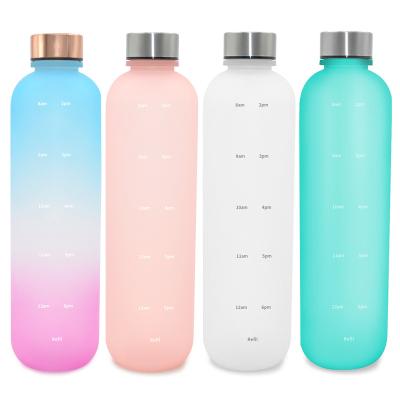 China Sustainable Wholesale 1000ml Double Wall Tumbler Motivational Water Bottles Acrylic Plastic for sale