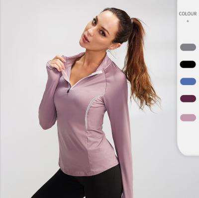 China Autumn and winter women's breathable sports girdle long fitness yoga support collar quick-drying sweater running elastic tights clothes tops for sale