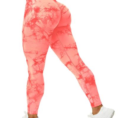 China Fashion Breathable Wholesale Women High Waist Fitness Trainer Sport Wear Ladies Running Tie Dye Breathable Long Yoga Pants for sale