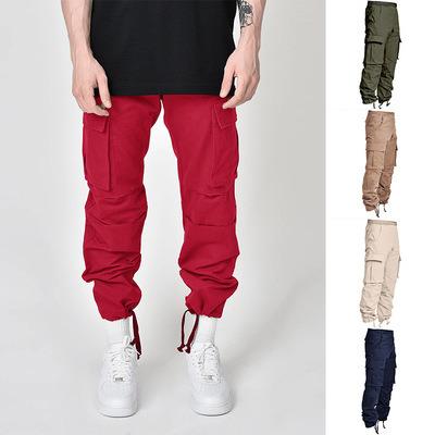 China 2020 Men's Multi-pocket Six Color Fashion Casual Men's Cargo Pants Breathable Hems To Draw Loose Rope Pants for sale