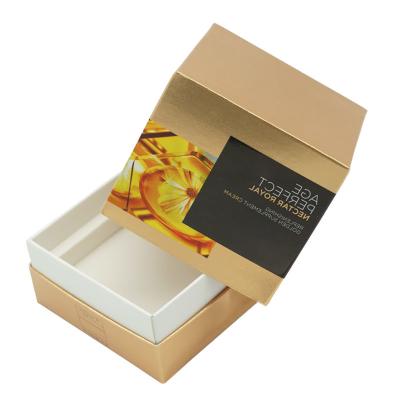 China Recycled Materials Leather Color Box Cosmetic Skin Care Products Packaging Box White Card Corrugated Paper Gold And Silver Card for sale