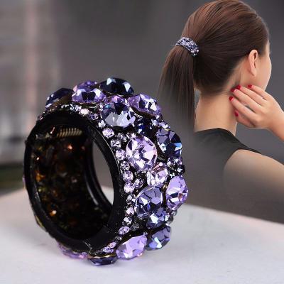 China Wholesale Round Hair Clip Fashion Rhinestone Ponytail Hair Ring Hairpin Hair Accessories Can Be Customized for sale