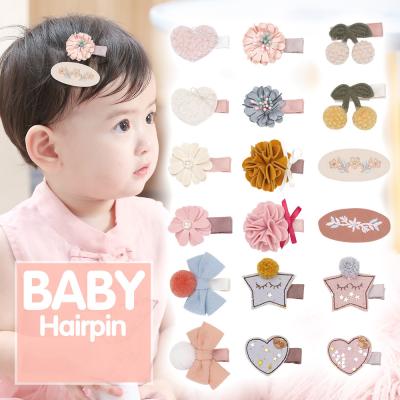 China Wholese New High Quality Korean Cartoon Hair Clips Kids Hair Accessories Small Star Fruit Flower Bow Pom Pom Hair Clip Accessories For Kids for sale