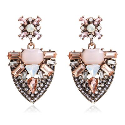 China Wholesale Custom Made Baroque Multicolor Zircon Boho Vintage Fashion Crystal Earrings TRENDY Vintage for sale