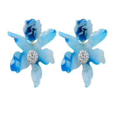 China New Hot Sale Fashion Acrylic Earrings Acetate Flowers No Pierced Ear Clips For Women for sale