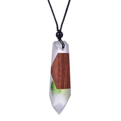 China Wholesale-custom creative hand-solidified adjustable wooden necklace FN32 resin wood necklace I.S. resin pendant the latest for sale