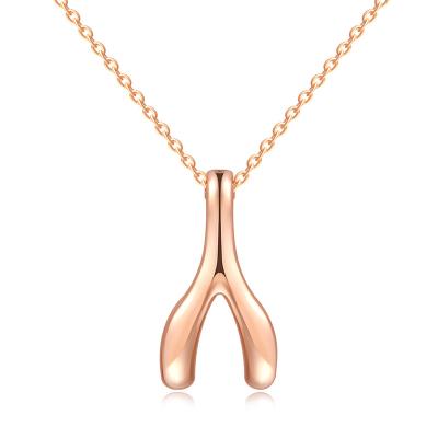 China Wholesale Trendy Korean Fashion Jewelry Stainless Steel Gold Silver Rose Gold Color Fork Necklace For Women for sale