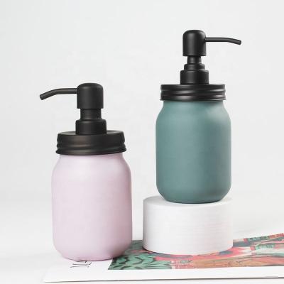 China Eco-Friendly Logo Luxury Sprayed Black White Customized Cosmetic Dispenser Hand Wash Liquid Soap Glass Bottle for sale