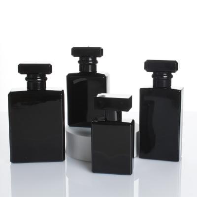 China Wholesale 30ml 50ml 75ml 100ml Perfume Spray Empty Luxury Flat Square Perfume Bottle Glass Black Refillable Perfume Bottle for sale