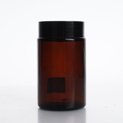 China Eco-Friendly Large Capacity 200ml Amber Jar For Body Scrub Glass With Black Gold Lid for sale