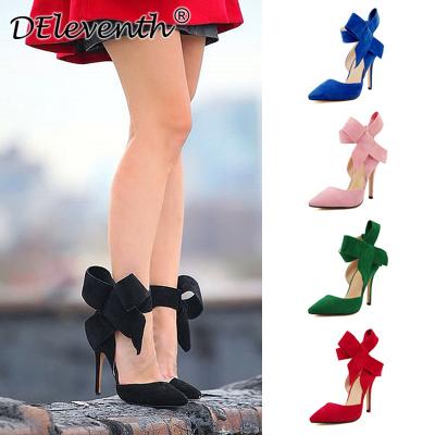 China Round pointed high heels, big butterfly straps, thin heels for women for sale