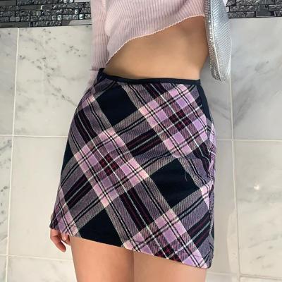 China Other New Fashion Girls College Girls Plaid Dress Pink High Waist Casual Classic Short A-Line Skirt For Women for sale