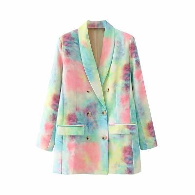 China 2021 New Arrival Autumn Collection Fashion Breathable Style Over Size High Street Tie Dye Women Jacket for sale