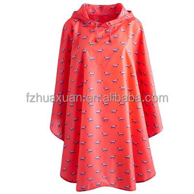 China Waterproof Women's Animal Pattern Raincoat Adjustable Hood With Drawstring Poncho for sale