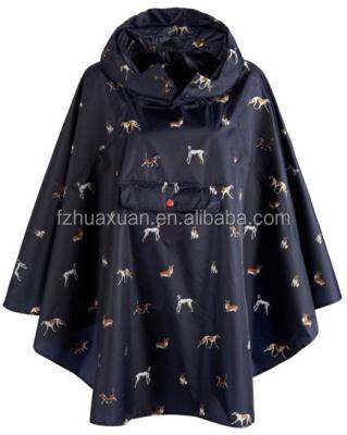 China Raincoat women's dark color flowers chin protection printed raincoat can be a bag for sale