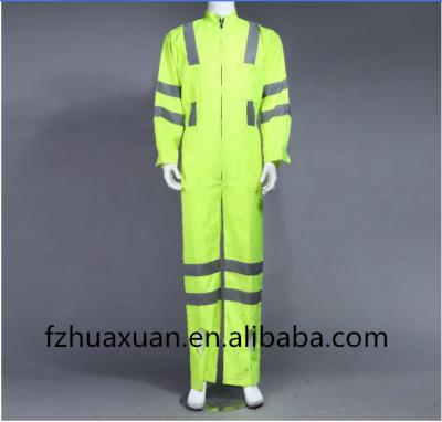 China Poly Hi-Vis Long Sleeve Waterproof Reflective Safety Overalls Workwear With Reflective Tape for sale