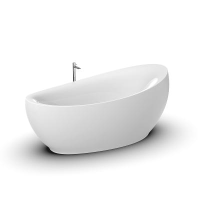 China Ergonomic Design Freestanding Wholesale Bathroom Fashion White Glossy Acrylic Freestanding Bathtub for sale