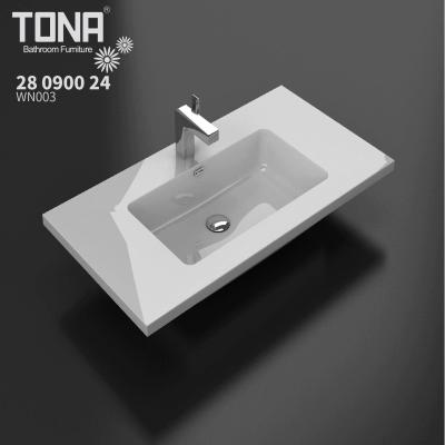 China TONA Soft Modern Artificial Stone Undermount Ware Wash Basin Vanity Integrated Bathroom Sanitary Sink for sale