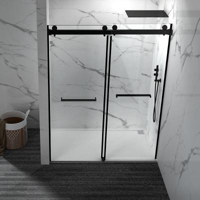 China Modern Corner Sliding Frameless Glass Shower Enclosure Compartment 2 Fold Panel Sliding Shower Room for sale