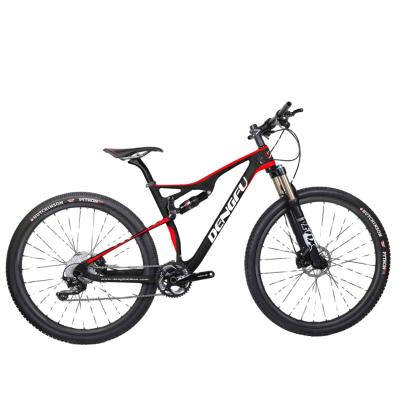 China QR and thru axle Dengfu new full suspension carbon mountain bike compatible frame, 142x12 29 complete mountain bike for sale