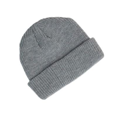 China JOINT Design Your Own Logo Beanie Custom, Wholesale Gray Color Mens Cotton Yarn Beanie Thick Knitted Hat for sale