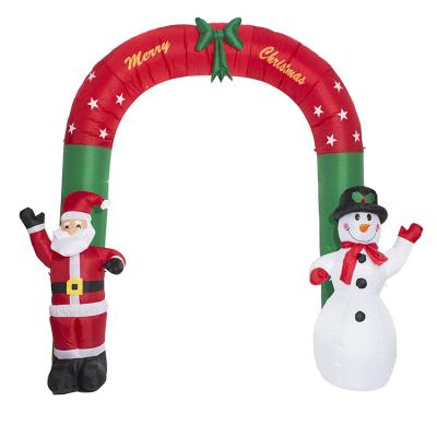 China Christmas Outdoor Large Led Light Inflatable Arch Of Chirstmas Decor Festival Event Party Decoration Entrance Door 2.7m for sale