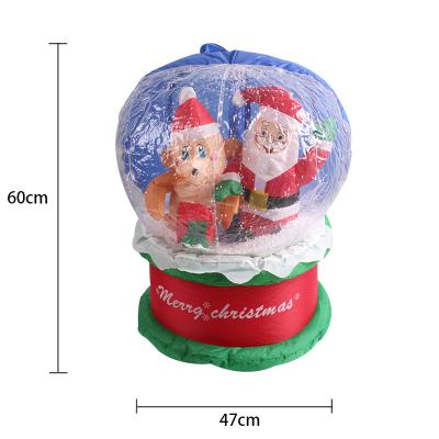 China Inflatable Decorations Santa Outdoor Christmas Inflatable Gift 60cm Snowball Christmas Decoration with LED Light for sale