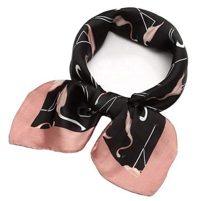 China Hot Sale 70CM Square Wish Amazon Flamingo Fashion Silk Women Print Satin Bandana Scarf Small Neck Hair Silk Scarf for sale