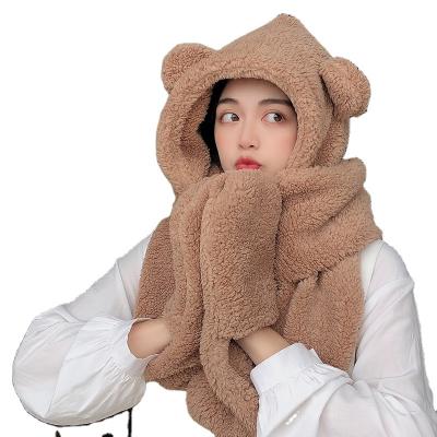 China Winter Bouncy Hat Scarf Glove All-in-One Adult Thick Warm Suit for sale