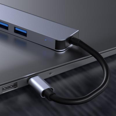 China For MacBook Laptop OEM Gray Type-C To Usb Hub Docking Station Usb C Hub 5 In 1 Ethernet Charging Type 5 Port Usb 3.0 Hub C for computer for Macbook for sale