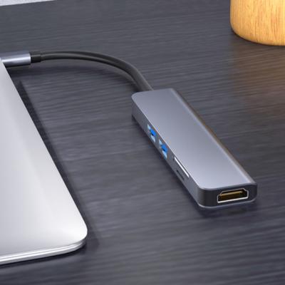 China For MacBook Multifunction Laptop Adapter 5 In 1 Usb C To Hdmi 4k With Ethernet PD Type Usb 3.0 C 2 Hub Charging Left Adapter For Macbook for sale