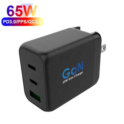 China UK MOBILE PHONE GaN 65W US EU Plug 3-Ports PD USB Charger for iPhone PD USB Wall Charger USA for sale