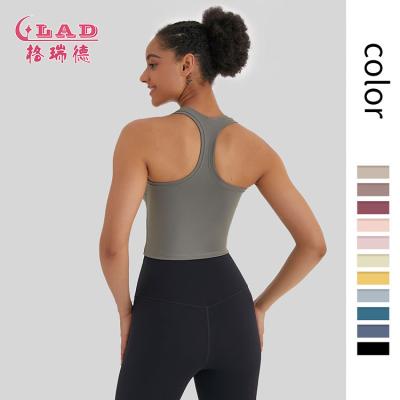 China Custom Breathable Sports Racerback Breathable Exercise Tops High Impact Woman Gym Crop Yoga Top for sale