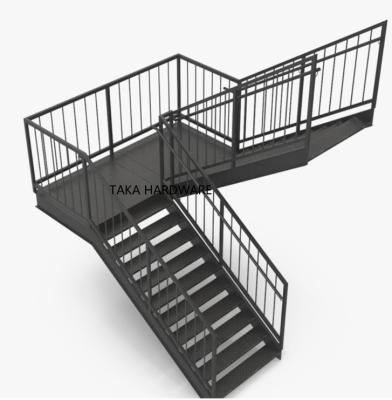 China Modern Outdoor Hot Dipped Galvanized Carbon Steel Straight Staircase For Commerical for sale