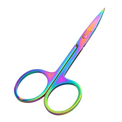 China High Quality Stainless Steel Gold Color Manicure Nail Shear Cuticle Scissors Right Handed Curved Cutting Manicure Outdoor Sharp Scissors for sale