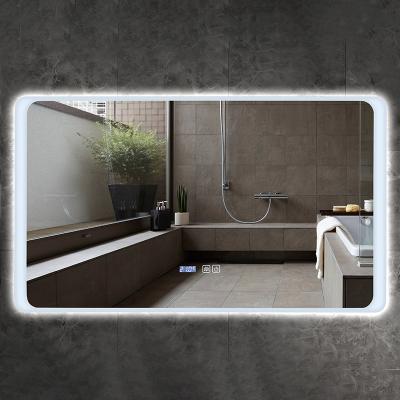 China Touch Wall Mounted Fog Light Sensor Makeup Mirror LED Bathroom Dressing Table Mirror Dimmable Aluminum Frame for sale