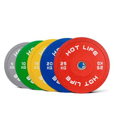 China Custom Wholesale Durable Hot Life Gym Fitness Weight Plates Set Weight Lifting Calibrated Color Rubber Bumper Plate for sale