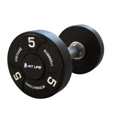 China Wholesale Universal Hot Life Heavy Dumbbell Fixed Pro Style Multi Weights Set Bodybuilding Manufacture Dumbbells PU Round Dumbbell For for sale