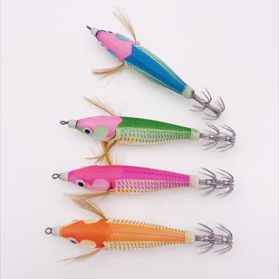 China 10cm/10g EGI Realistic Luminous Jigging Hook Cuttlefish Squid Lure Wooden Vertical Bait Bait for sale