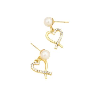 China Nickel-Free Lead-Free DL1A43 New Pearl love female high sense niche design earrings earrings earrings luxury for sale