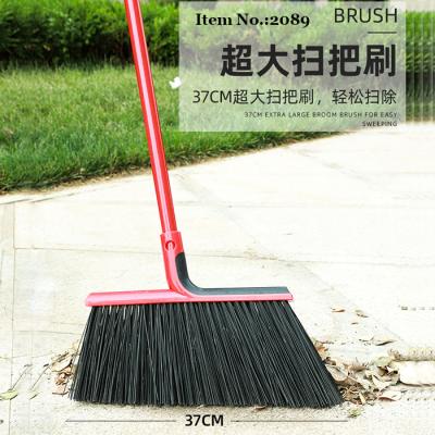 China HQ2089 1.3M Long Hand Iron Handle Telescopic Garden Broom Commercial Cleaning Outdoor Plastic Broom for sale