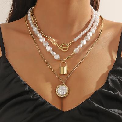 China Vintage ABS Pearl Necklace Women's Versatile High end Baroque Pearl Necklace for sale