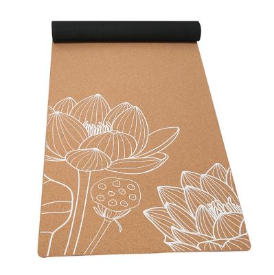 China Hot Sale Custom Natural Rubber Printing Durable Cork Yoga Mat Yoga Exercise Mat Supplier for sale