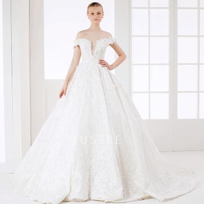 China Plus Size Wedding Dresses Sweetheart Off-Shoulder Anti-Static 3D Wedding Dresses Flowers A-line Lace Bridal Dress for sale